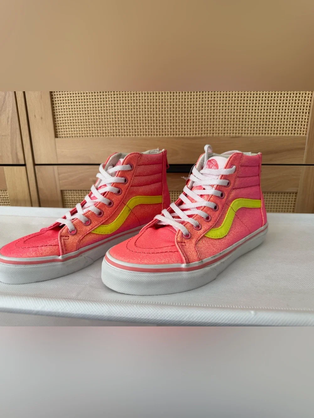 Vans - size 3 - NWT sk8 hi zip neon glitter sneakers